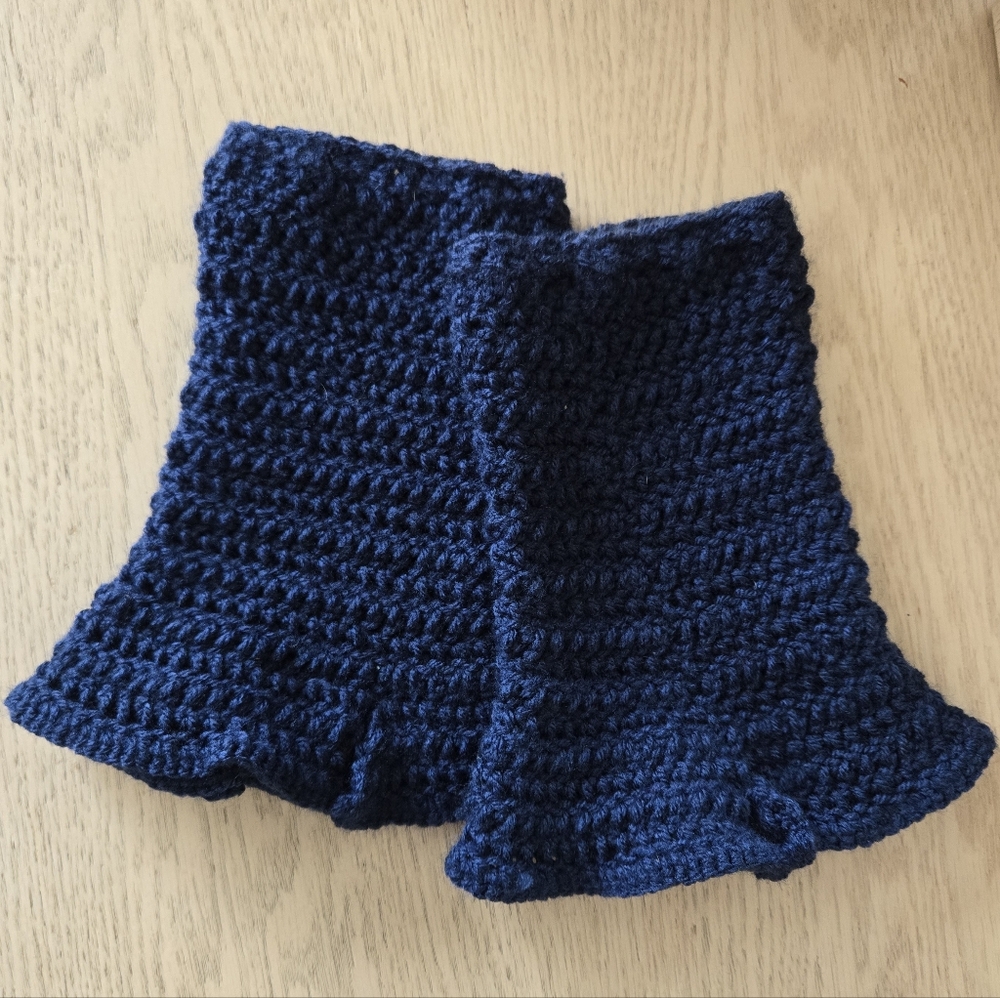 Navy Blue Crochet Leg Warmers